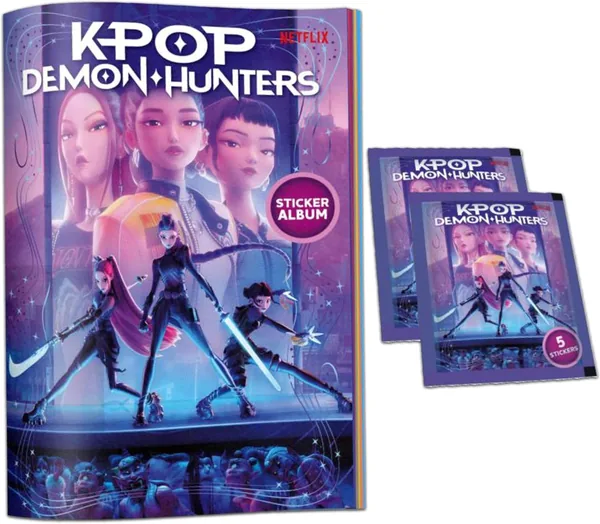 KPOP DEMON HUNTERS Album with 2 Bags + Free Poster, Starter Pack, Official Stickers Netflix