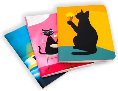 Colección de 3 Libretas de Bolsillo con Gatos 'Pequeños Momentos' - Hojas Punteadas - Hechas a Mano - 9.5 x 12.5 cm - Para Notas