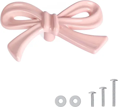CEYMIO Pink Bow Dresser Knobs 4 Pack, 1.7 Inch