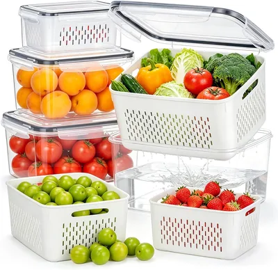 HOMETALL Fruit Containers 4 Pack Fridge Storage Set