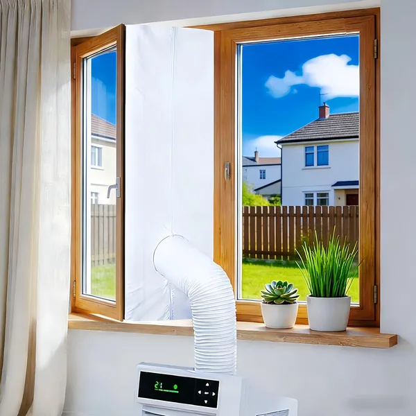 400 cm (158 Inches) Window Seal Mobile Air Conditioner with Zipper and Adhesive Tape, Hot Air Stop, Air Conditioner Seal for Tumble Dryer and Dryer, Keep Your Home Cool