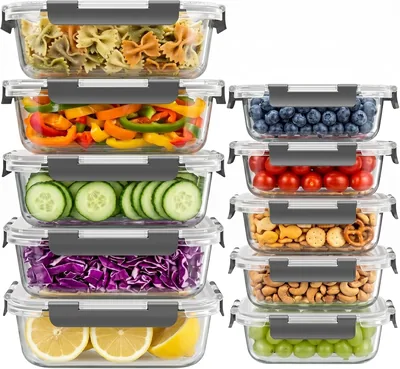 Dealusy 36oz & 12oz Glass Food Storage Containers (10 Sets)