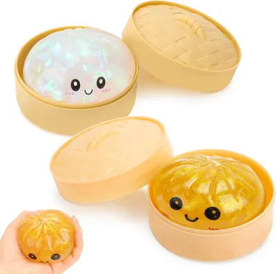 Glitter Dumpling Med Ångkokare 10 cm, Senoriskt Fidget-Leksak, Rainbow Mystery Squishy Bun, Best Deal