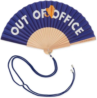 Legami - ¡Que Calor! Ventaglio Pieghevole, Tema Fuori Ufficio, Lanyard Rimovibile e Regolabile, Poliestere, Manico in Legno, 3