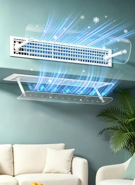 Necomi Central Air Conditioning Ceflector, Adjustable Size Split Air Conditioner Deflector, Transparent Panel , Min 60cm Max 100cm