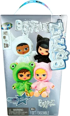 Colección Bratz Bratziez 25º Aniversario - 6 Peluches Coleccionables | Cara Esculpidada Rigida, Detalles Brillantes, Clip de Estrella, Charms