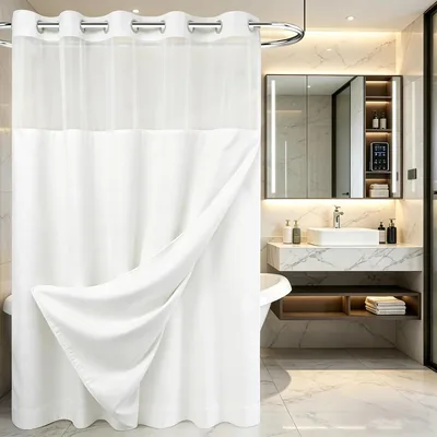 Cortina de Baño KIROGILY Impermeable, 183 x 190CM, Cortinas Doble Capa Antihongos para Ducha