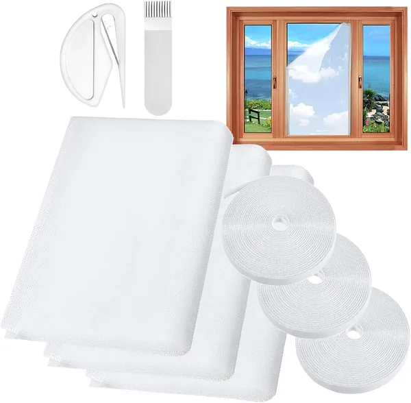 Fly Screens for Windows, 3 Pack Self-Adhesives Window Netting