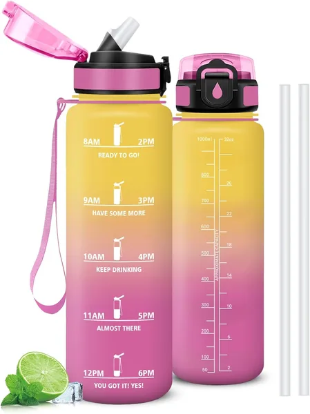 Mujigaga 1 Litre Leakless Water Bottle with Time Indicator