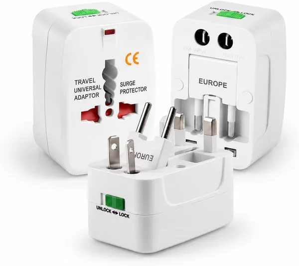 Universal Travel Adapter EU UK Asia JP AU Europe 3 Pins Over 150 Uses Bi Volt Safety Plug