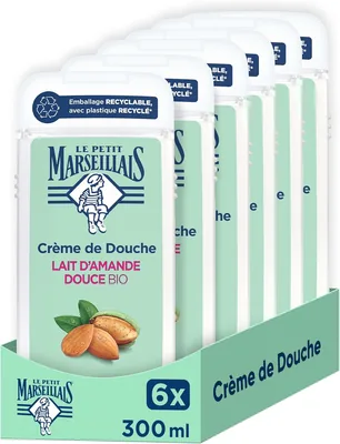 Le Petit Marseillais - Lait de Douche Extra Doux Bio au Lait d'Amande Douce (lot de 6 x 300 ml) - Formule végétalienne avec 92% d'ingrédients naturels - Best Deal