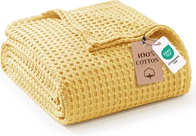 Mantel de cama de verano 100% algodón exclusivo, Tirado de sofá waffle, Multiusos y transpirable