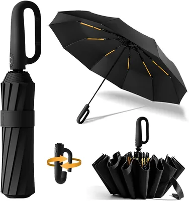 Paraguas Automático HAISHOP con Hebilla de Anillo, Sombrilla de Bolsillo Plegable Resistente