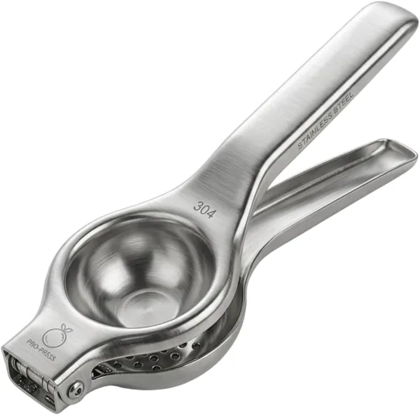 Heavy Duty SUS304 Manual Citrus Press Juicer, Handheld Lemon & Lime Squeezer with Seed Filter