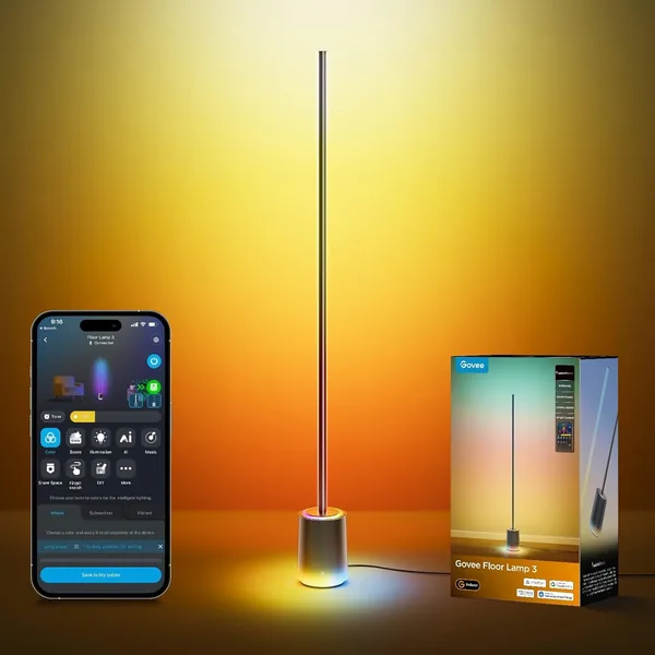 Govee Floor Lamp 3 with LuminBlend+ Technology, Dimmable RGBWWIC 2100lm Floor Lamp, Compatible with Matter, 1000-10000K, Modern Floor Lamp for Living Room, Corner Light with Dynami