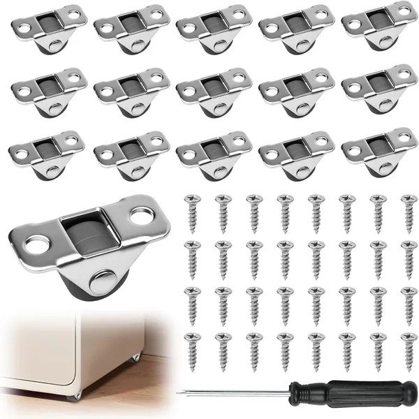 Pack of 16 Furniture Castors Small, 12 mm Mini Furniture Castors with Steel Top Plate