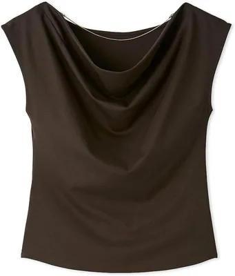 FRAY I.D FWCT262123 Women's Drape Cut Blouse 2-Way Chain SGD 83.62