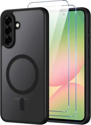Étui de protection pour Samsung Galaxy A56 5G - MagSafe Compatible - Verre Trempé x2 + Dos Mat Transparente