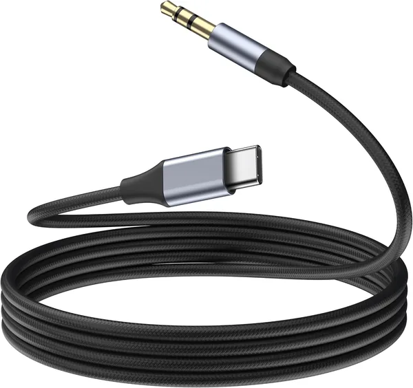 USB C to 3.5mm Audio Aux Jack Cable (3.3ft) for iPhone 16 Pro Max, Samsung Galaxy S24 S23 S22 S21 Note 20, Pixel 4 5 XL, iPad