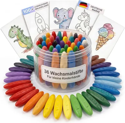 Valy&Oli® 36 Wachskreide ab 1 Jahr - [Mit Farbschemata] - Bruchfest & Ergonomisch (34% Rabatt)