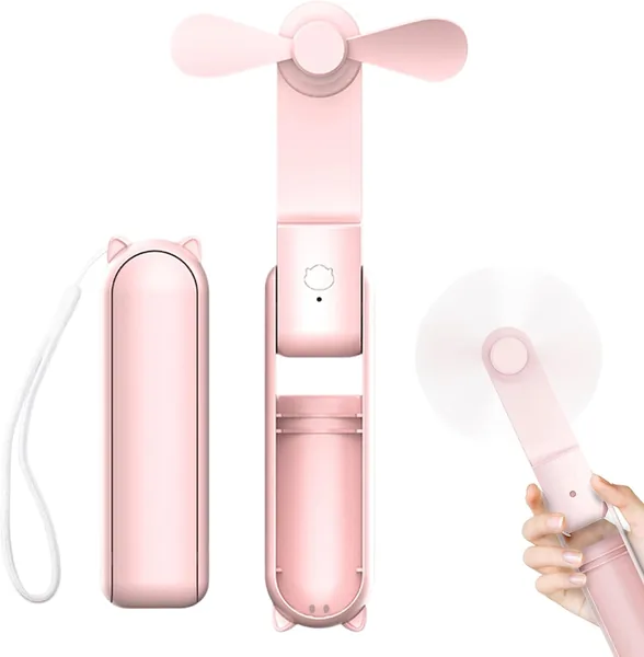 Mini Ventilateur Pliable, 2 en 1 Ventilateur Portable de Poche, Rechargeable USB Extérieur, Temps de Refroidissement 17H, Design pour Bureau et Extérieur - Meilleur Prix