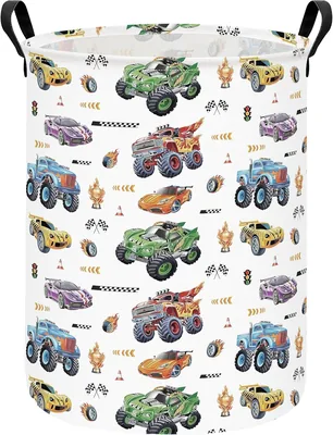 Cesta de Almacenamiento de Ropa FANKANG con Diseño de Camión Monstruo, Plegable de Lona para Guardería