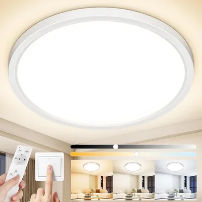 Lámpara de techo LED regulable 24W 2400LM con control remoto IP44 Ø30cm | Luces de techo LED ajustables