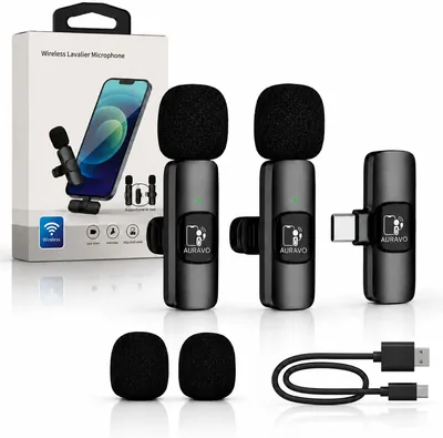 Gartiam Auravo - Microphone sans fil, 2 en 1 Microphone USB-C, Mini Microphone de cravate pour Téléphone Android PC Caméra, Réduit le bruit