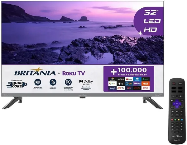 Smart TV 32" Brit Nia B32KRA Roku TV
