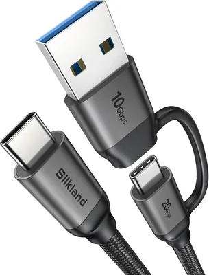 Silkland USB-C Datenkabel 1M, 20Gbps USB-C 3.2 Gen 2×2 PD3.1 240W, 5K/4K @60Hz, USB-A 3.1 Gen 2 Kabel 10Gbps 3A Ladefunktion
