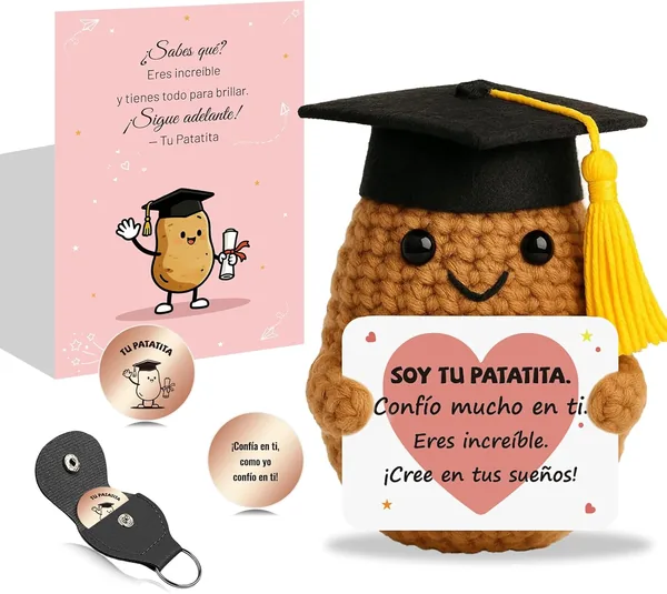 Potato Doll with Positive Energy - Handmade Lucky Amulet with Motivational Card