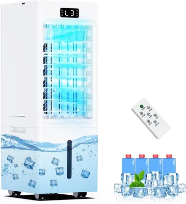 Climatiseur mobile 4 en 1 avec minuteur 1-12H, réservoir de 6L, 4 cubes de glace, télécommande - Meilleure offre