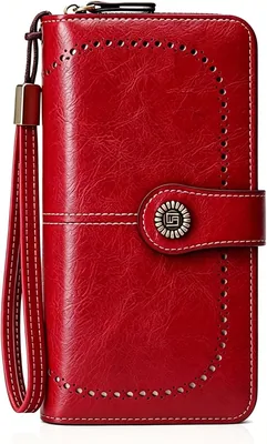 Cartera Mujer KIROGILY con Bloqueo RFID, Tarjetero Gran Capacidad 24 Ranuras, Triple Pliegue Cuero PU
