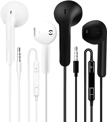JYmusic Pack de 2 Écouteurs Filaires, Socket Jack Écouteur Filaire, Écouteurs Stéréo à Réduction de Bruit 3.5 mm Noir + Blanc
