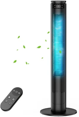 Ventilatore a Torre 92 cm con Schermo LED Regolabile, Telecomando e Pulsante Mute, Ventilatori Silenziosi da Colonna 28dB, 6 Velocità - Best Deal