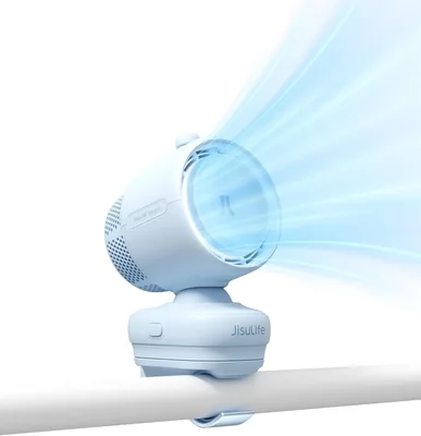 JISULIFE 2026 - Ventilador Clipon para Bebés: Oscilación Automática Inteligente de 180° con 100 Velocidades, Batería Super Larga de 21H, Portátil