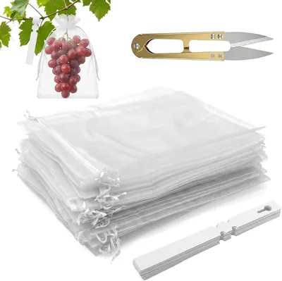 Borse di Protezione per Frutta, 100 Pezzi Sacchetti in Maglia per Frutta, 30 x 20 cm, Borsa di Protezione per Uva