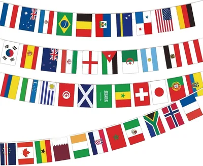 Bannière de drapeau du monde Garland 48 pays 14 x 21 cm Décoration pour fans de football Match Bar Garden Party Football Wm 2026