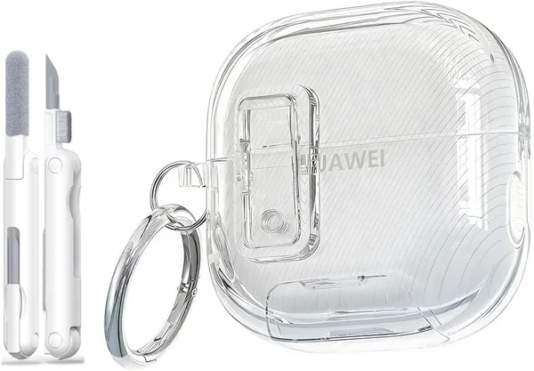 Safety Lock Case Compatible with HUAWEI FreeClip 2 Wireless Earbuds, Full Drop Protection Cover with Phone Stand (Clear)