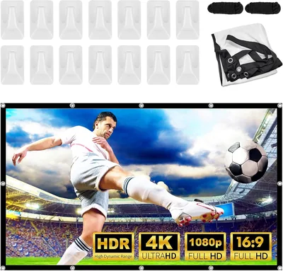 LOMUG Projector Screen 100 Inch HD Foldable, 221x125cm Best Deal