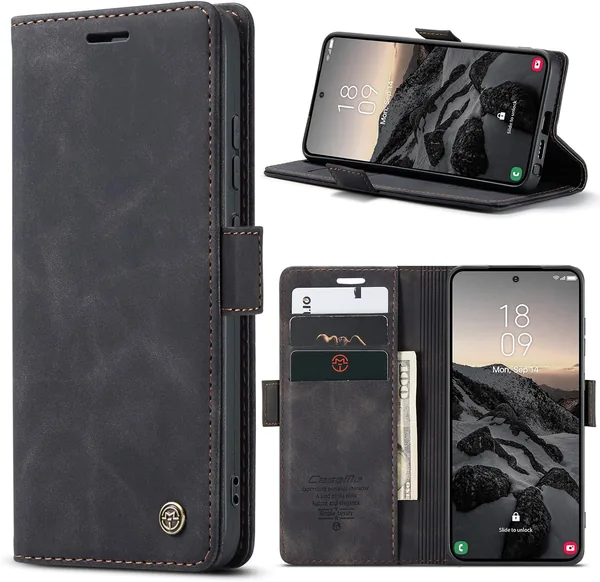 Étui Samsung Galaxy S26 Ultra en cuir PU premium - Portefeuille magnétique avec fentes pour cartes