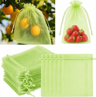 Confezione da 100 Sacchi di Protezione per Uva, 20 x 30 cm, Sacchi di Protezione per Frutta con Cordino