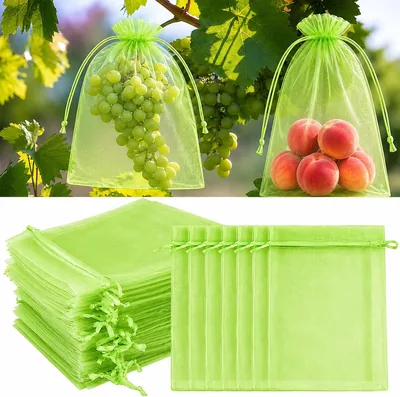 Confezione da 100 sacchi protettivi per uve, sacchi di protezione per frutta, con cordino, 30x40 cm