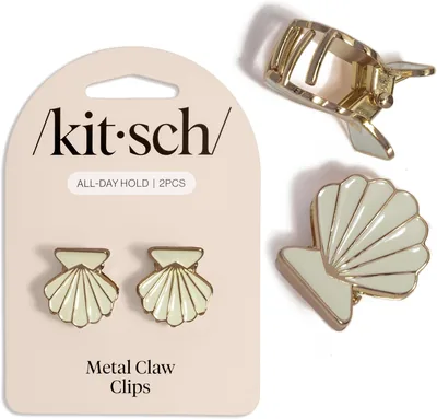 Kitsch Clam Shell Hair Clips - Gold & Pearlized Cream (2pcs) | Beach Style