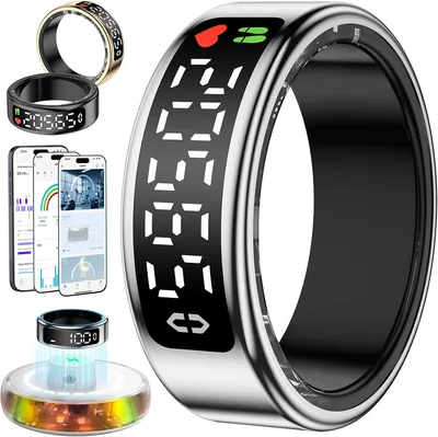 Smart Fitness Ring LED Display Sleep Tracker
