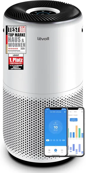 Levoit HEPA Air Purifier for Allergy Sufferers, HEPA Plus Activated Carbon Filter, CADR 433 m /h