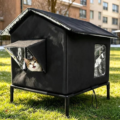 MGXICEN Casa para Gatos Exterior Impermeable, Refugio Extraíble de Tela Oxford para Gatos Feral