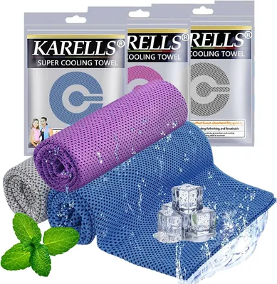 Toallas de Enfriamiento Generic KARELLS, 3 Piezas Microfibra, Toalla Fría Instantánea para Yoga, Golf, Gimnasio, Deportes, Acampada, Rápido Secado