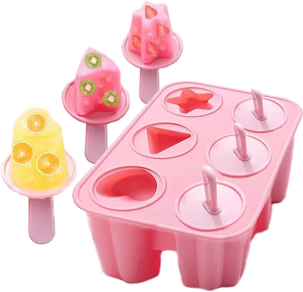 6 Pcs Ice Lolly Moulds with Sticks
