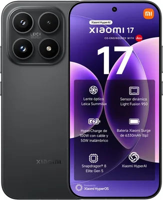 Xiaomi 17 - Smartphone de 12+512GB, Lentes ópticas Leica Summilux, Snapdragon 8 Elite Gen 5, HyperAI, 1 año de garantía Extra